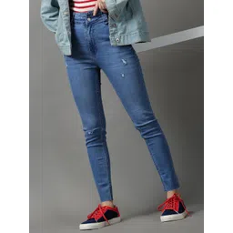 SHOWOFF Women Blue Skinny Fit Mildly Distressed Light Fade Stretchable Jeans-picture-15