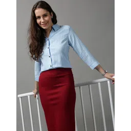SHOWOFF Women Blue Striped Formal Shirt-picture-14