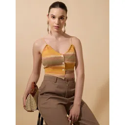 SHOWOFF Women Colourblocked Shoulder Straps Fitted Crop Top-picture-30