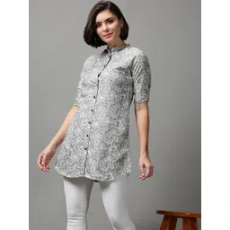 SHOWOFF Women Grey Floral Printed Casual Shirt-picture-13