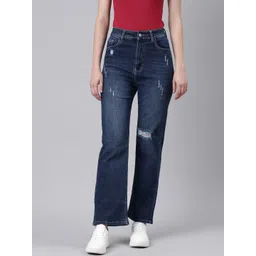 SHOWOFF Women Mid Rise Straight Fit Mildly Distressed Light Fade Stretchable Jeans-picture-18