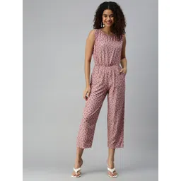 SHOWOFF Women Printed Round Neck Basic Jumpsuit-picture-19