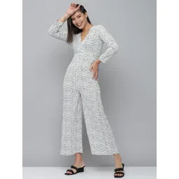 SHOWOFF Women Printed V-Neck Long Sleeves Basic Jumpsuit image 1