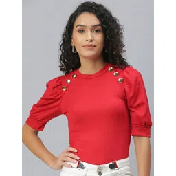 SHOWOFF Women Round Neck Puff Sleeve Top-picture-17