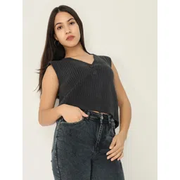 SHOWOFF Women Self Design V-Neck Acrylic Top-picture-19