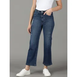 SHOWOFF Women Straight Fit High-Rise Mildly Distressed Light Fade Jeans-picture-36