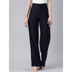 SHOWOFF Women Straight Fit Wrinkle Free Cotton Parallel Trousers-picture-40