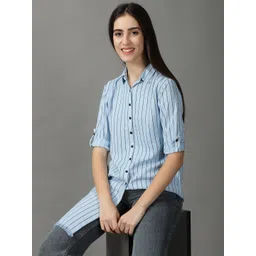 SHOWOFF Women Striped Casual Longline Shirt-picture-15