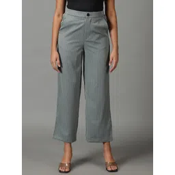 SHOWOFF Women Striped Relaxed Straight Fit Trousers-picture-17