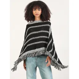 SHOWOFF Women Striped Round Neck Poncho-picture-34