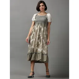 SHOWOFF Women Tie and Dye Dyed Cotton Empire Midi Dress-picture-41