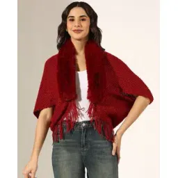 showoff Women V-Neck Poncho-picture-39