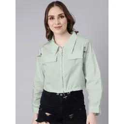 SHOWOFF Women Windcheater Spread Collar Crop Tailored Jacket-picture-18