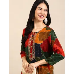 SHOWOFF Women Yellow Printed Kurta with Palazzo-picture-18