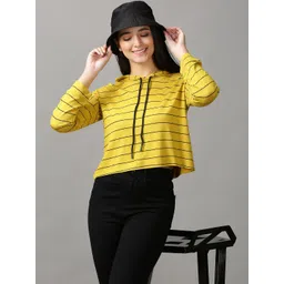 SHOWOFF Women Yellow Striped Crop Top-picture-26