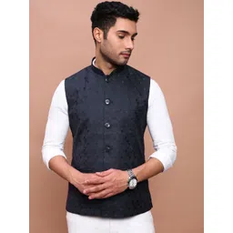 SHOWOFF Woven Design Slim Fit Nehru Jacket-picture-23