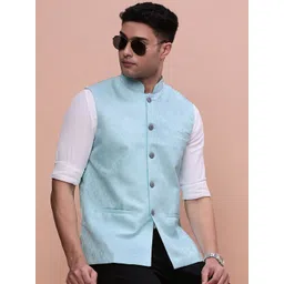 SHOWOFF Woven-Design Slim-Fit Nehru Jacket-picture-21