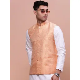SHOWOFF Woven-Design Slim-Fit Nehru Jacket-picture-33
