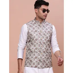 SHOWOFF Woven-Design Slim-Fit Nehru Jacket-picture-29