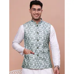 SHOWOFF Woven-Design Slim-Fit Nehru Jacket-picture-27