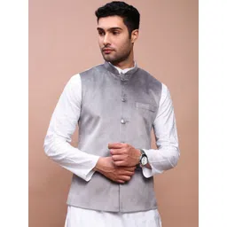 SHOWOFF Woven Design Slim Fit Nehru Jackets-picture-17