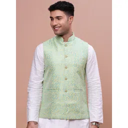 SHOWOFF Woven Design Slim Fit Nehru Jackets-picture-13