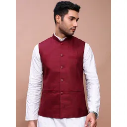 SHOWOFF Woven Slim-Fit Nehru Jackets-picture-27