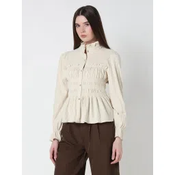 showoffff Showoff Beige Cotton Regular Fit Top image 3