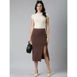 showoffff SHOWOFF Brown Midi Skirt image 4