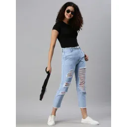 showoffff SHOWOFF Casual Mom Fit High-Rise Blue Jeans image 4