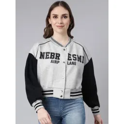 showoffff SHOWOFF Grey Cotton Graphic Jacket image 1