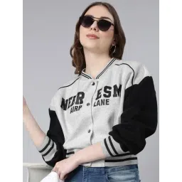 showoffff SHOWOFF Grey Cotton Graphic Jacket image 3