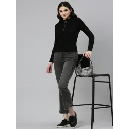 showoffff SHOWOFF Grey Denim Flared Fit Mid Rise Bootcut Jeans image 4