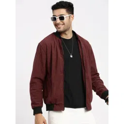 SHOWOFF Maroon Acrylic Slim Fit  Jacket-image-31