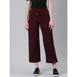 SHOWOFF Maroon Cotton Lycra Straight Fit Mid Rise Trouserss-image-36
