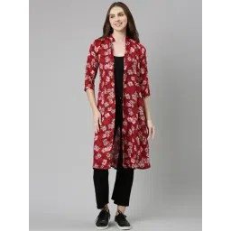 SHOWOFF Maroon Floral Print Shrug-image-33