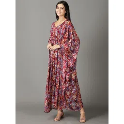 showoffff SHOWOFF Maroon Printed Maxi dress Kaftan image 3