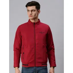 SHOWOFF Maroon Slim Fit Jackets-image-39