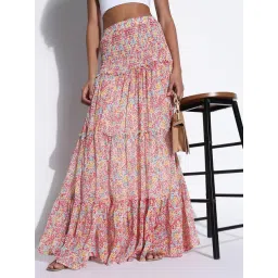 showoffff Showoff Multicolor Regular Fit Floral Print Skirt image 4