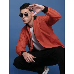 showoffff Showoff Orange Nylon Slim Fit Abstract Jacket image 5