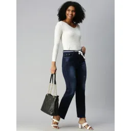 showoffff SHOWOFF Straight Fit Low Distress Blue Jeans image 4