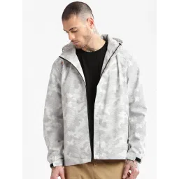 showoffff Showoff White Slim Fit Printed Hooded Jacket image 2