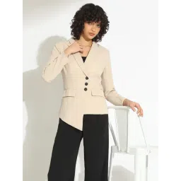 Showoffff Beige Cotton Regular Fit Blazer-picture-13