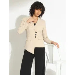 Showoffff Beige Cotton Regular Fit Blazer-picture-28