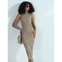 SHOWOFFFF Beige Regular Fit Dress-picture-29