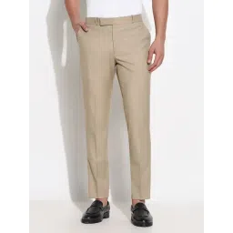 SHOWOFFFF Beige Slim Fit Solid Formal Trousers-picture-41