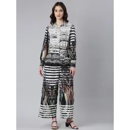 SHOWOFFFF Black & White Cotton Blend Printed Jumpsuit-picture-47