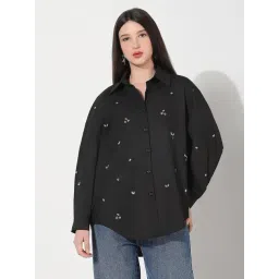 SHOWOFFFF Black Cotton Embellished Shirt-picture-24