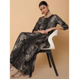 SHOWOFFFF Black Cotton Printed Anarkali Kurta-picture-36