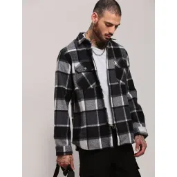 SHOWOFFFF Black Cotton Regular Fit Checks Shacket-picture-43